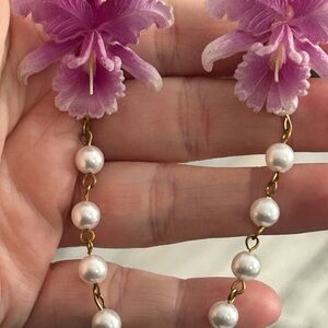 GERMANY Elegant Floral Pearl Drop SWEATER clips 6 inches
